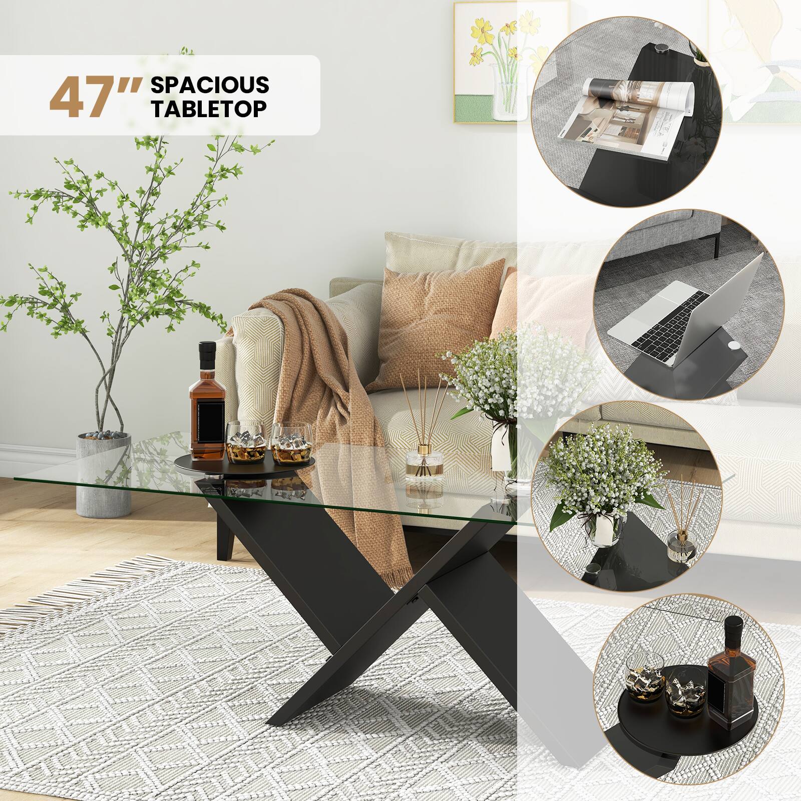 SPACIOUS TABLETOP 47"