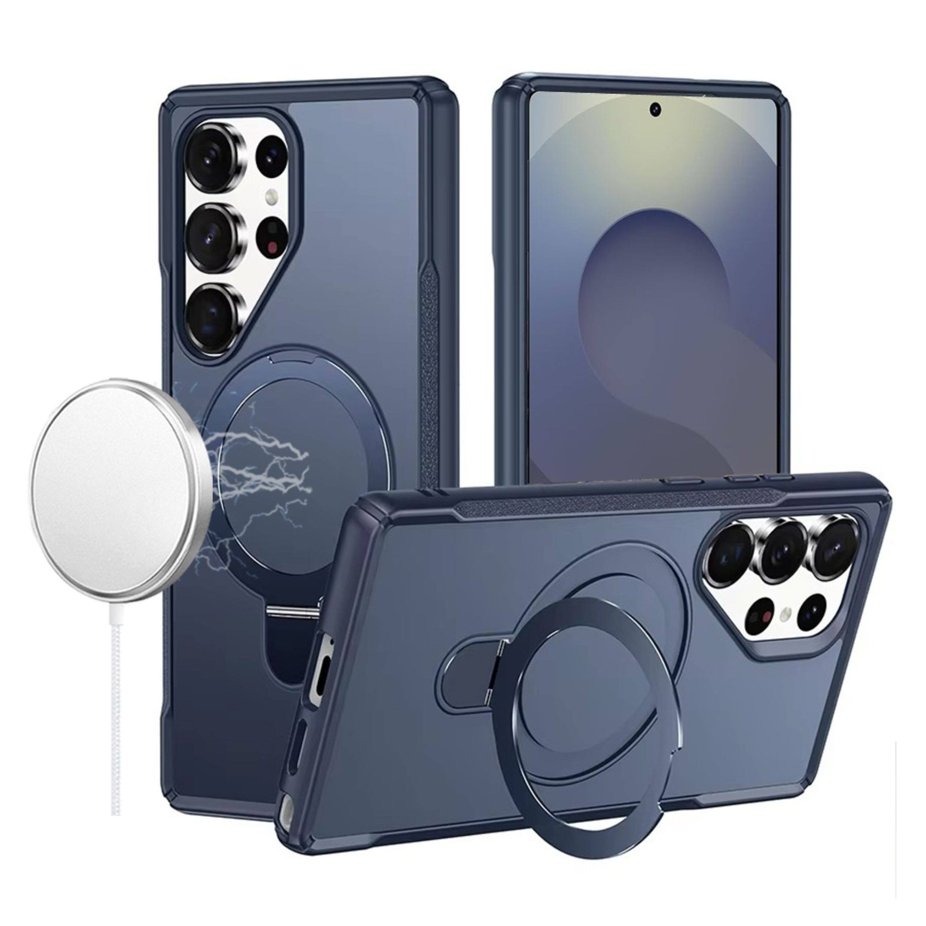 Kitcheniva - Shockproof Magnetic Circle Stand Matte Phone Case With Tempered Glass For Samsung Galaxy S26 Ultra - Navy Blue price history on PriceWatchPro