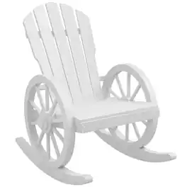 Outsunny - Rocking Chair, Adirondack Rocker Chair w/ Slatted Design and Oversized Back, for Porch - White