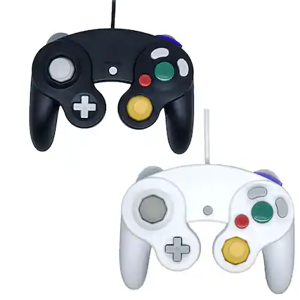 Front. Kitcheniva - Wired NGC Controller Gamepad For Nintendo GameCube & Wii U Console 2 Pcs Black/White - Black / White.
