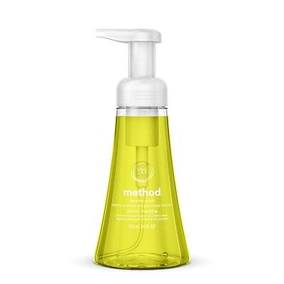 Front. Method - Method Foaming Hand Soap, Lemon Mint Scent, 10 Oz. (327734) - Yellow.