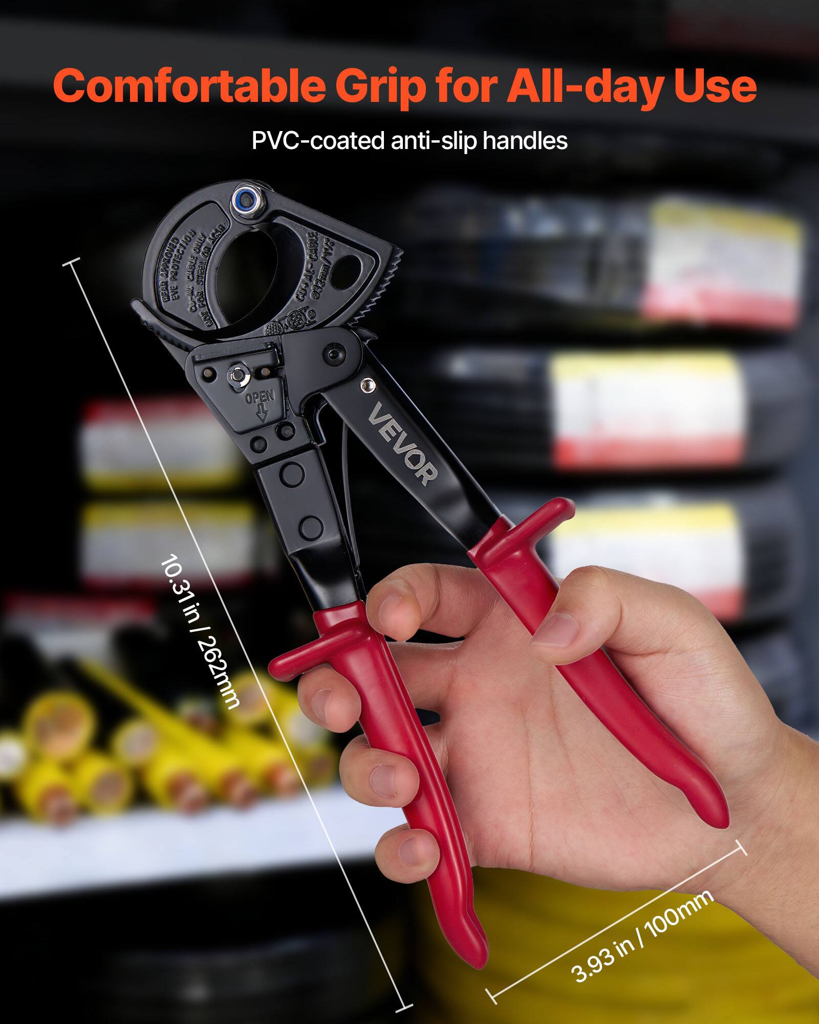Comfortable Grip for All-day Use  
PVC-coated anti-slip handles