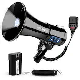 5 CORE - Megaphone Bullhorn 50W Speaker w Bluetooth Siren Adjustable Volume Loud Portable PA System - Black