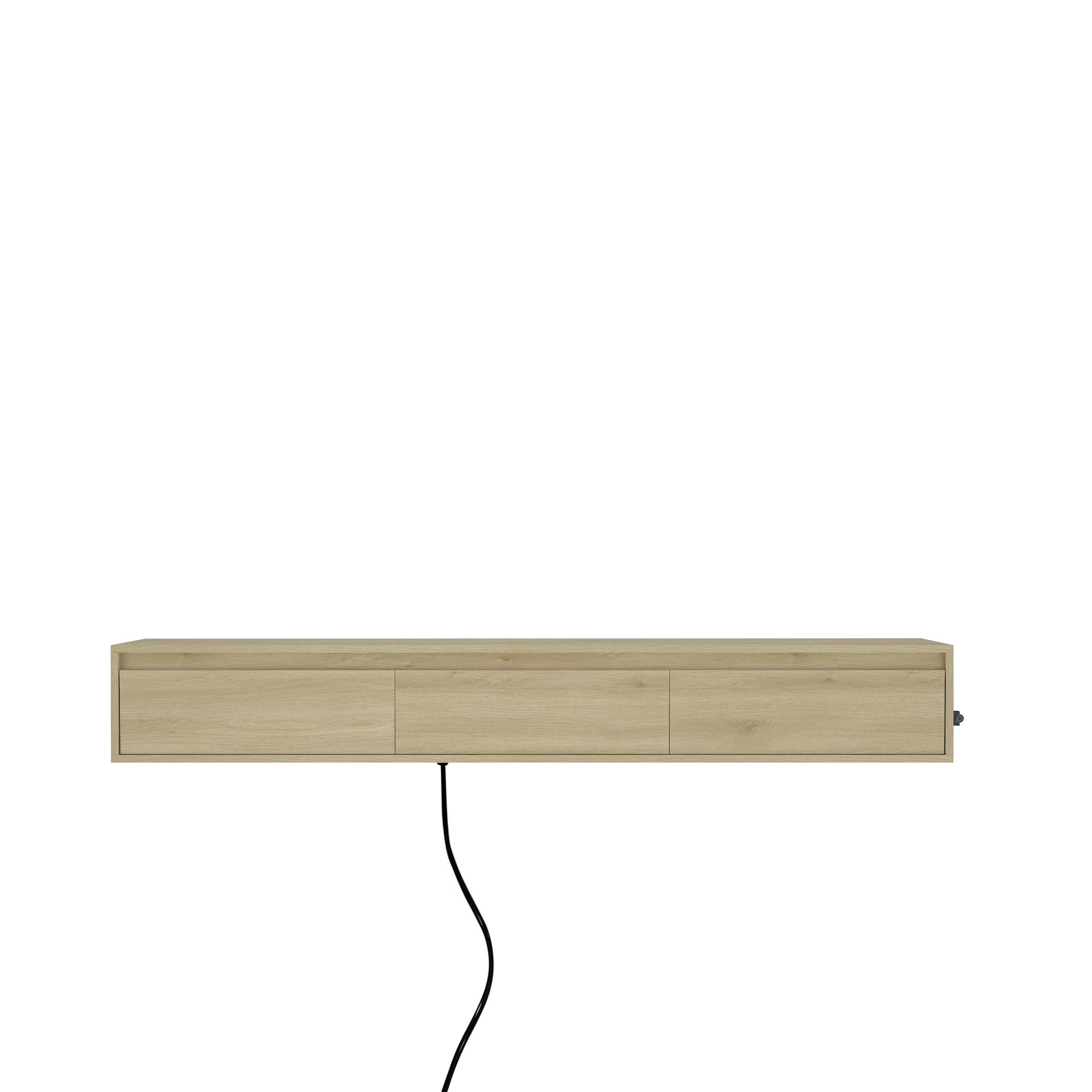 Alt View 2. Z-Edge - Floating TV Stand, Wall Mounted TV Shelf with Led Lights & Power Outlet, Floating Entertainment Center for Living Room - Natural.