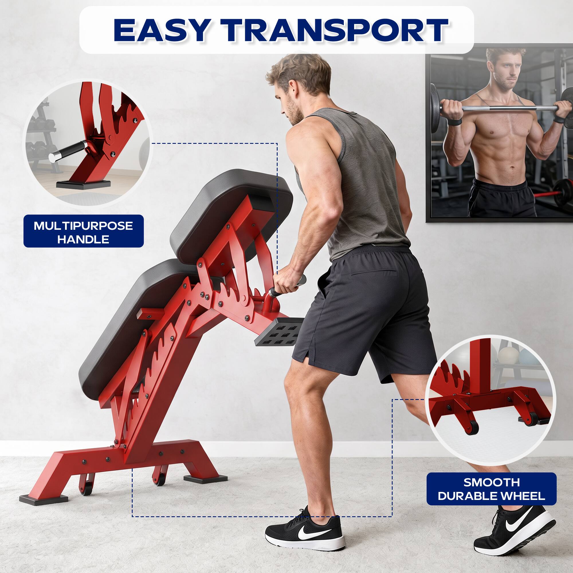 EASY TRANSPORT  
MULTIPURPOSE HANDLE  
SMOOTH DURABLE WHEEL