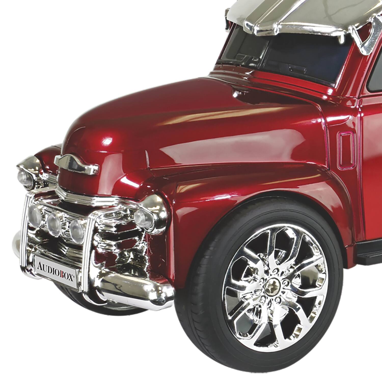 Back. AudioBox - Retro Ride 10-Watt RMS Bluetooth Rechargeable Truck Speaker with FM Radio - Red.