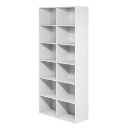 FurniFact - Wooden bookcase in finish with spacious shelves for storage - White
