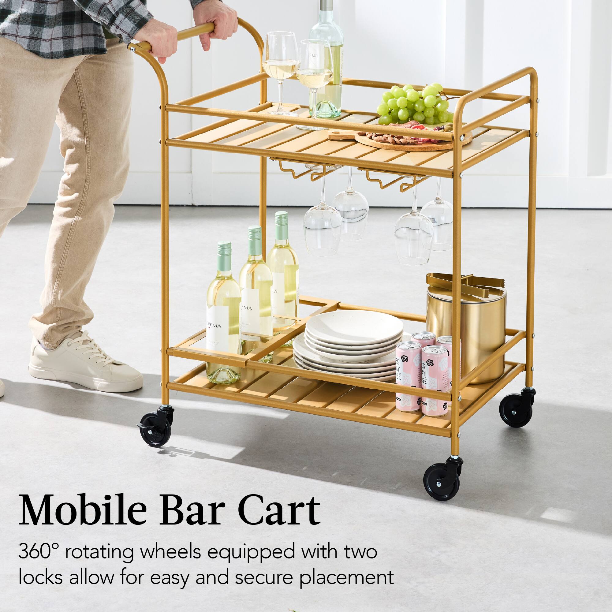 Mobile Bar Cart

360° rotating wheels equipped with two locks allow for easy and secure placement