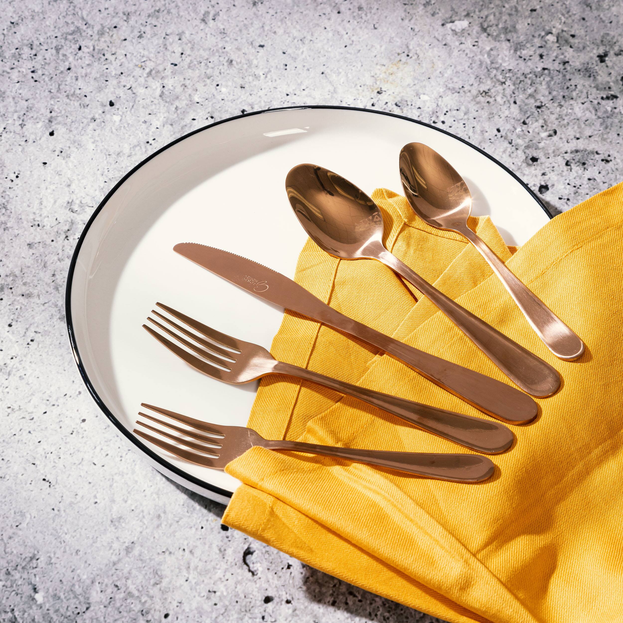Alt View 2. Gibson - Gibson Home Stravidia 20 Piece Flatware Set in Rose Gold Stainless Steel - Rose Gold.