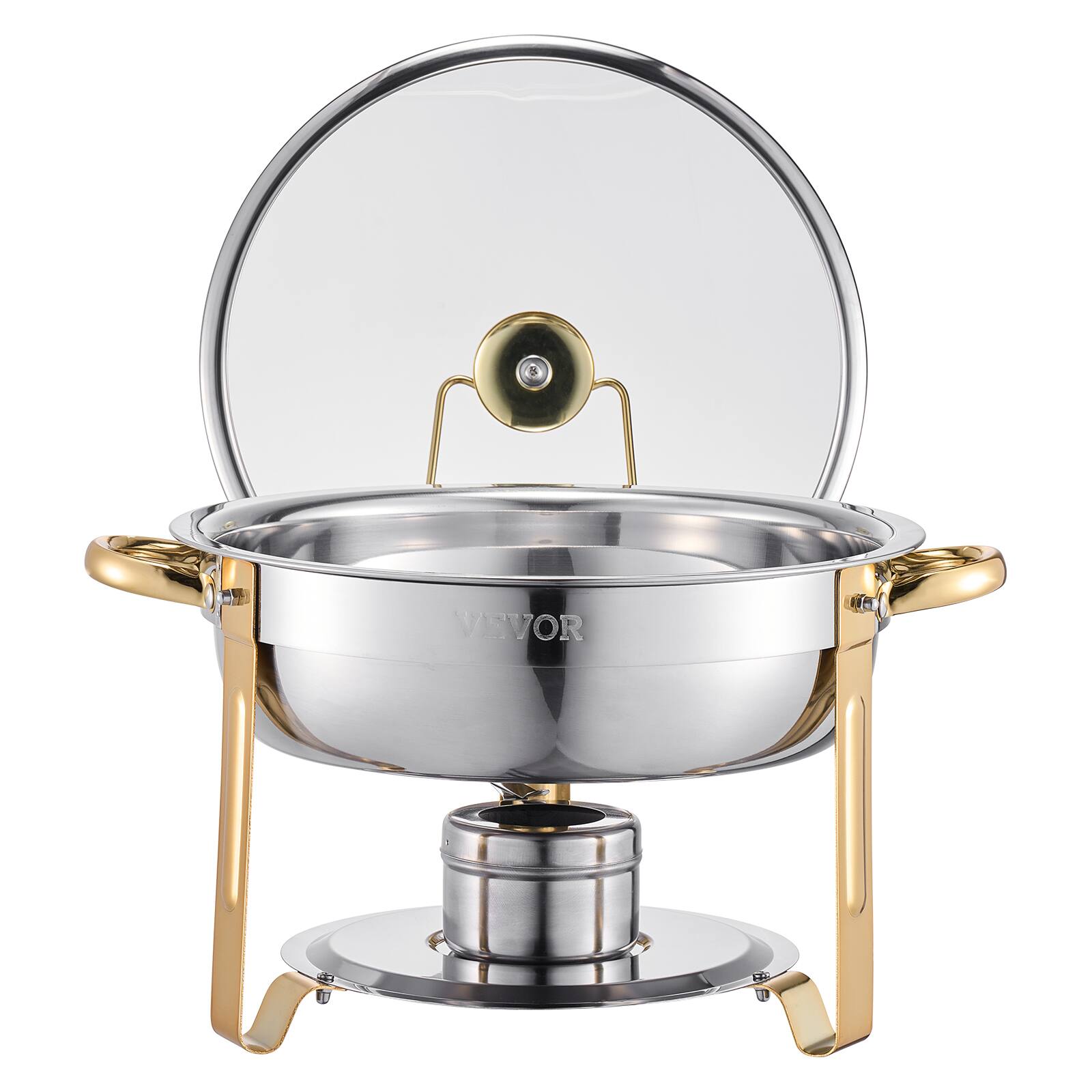 Alt View 5. VEVOR - Chafing Dish Buffet Set, 5 Qt 4 Pack, Stainless Steel Chafer with 4 Full Size Pan, Round Catering Warmer Server - Gold ,Silver.