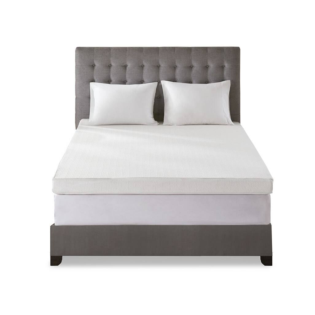 Glintex - 4" Memory Foam Mattress Topper, Soft Support for Pressure Relief and Better Sleep - White