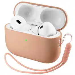 Ornarto - Compatible with AirPods Pro 3 Case 2025, Full Protective Silicone with Front LED Visible Skin Case - Dark Salmon