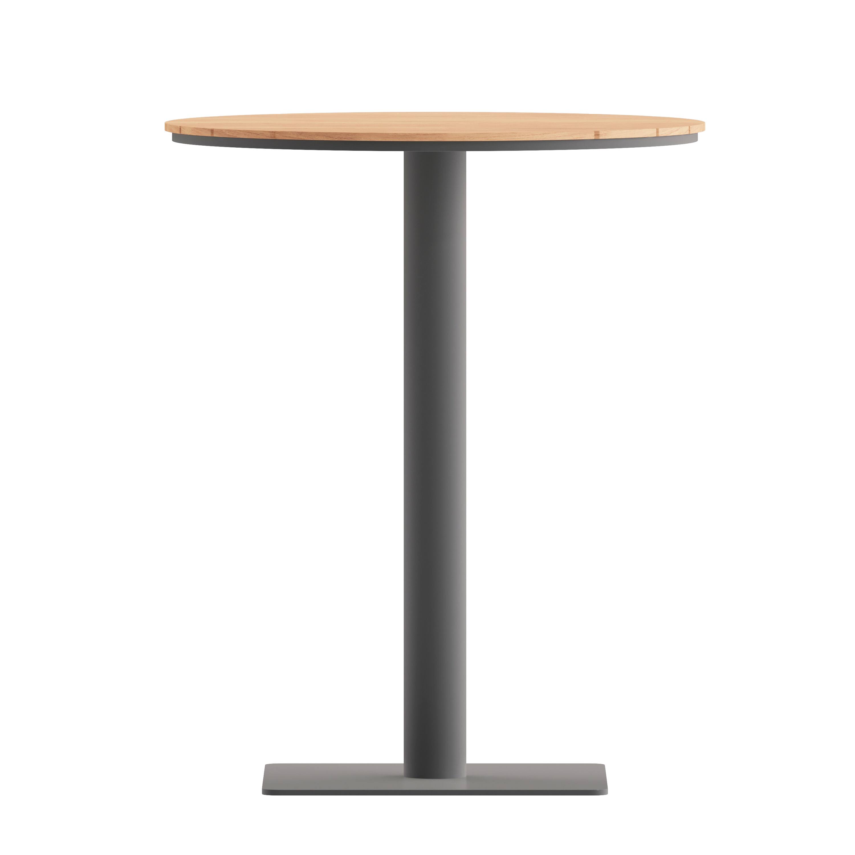 Left. Flash Furniture - Finch Commercial Grade Round 24" Table with Faux Teak Poly Slats and Steel Frame, Natural/Gray - Natural.