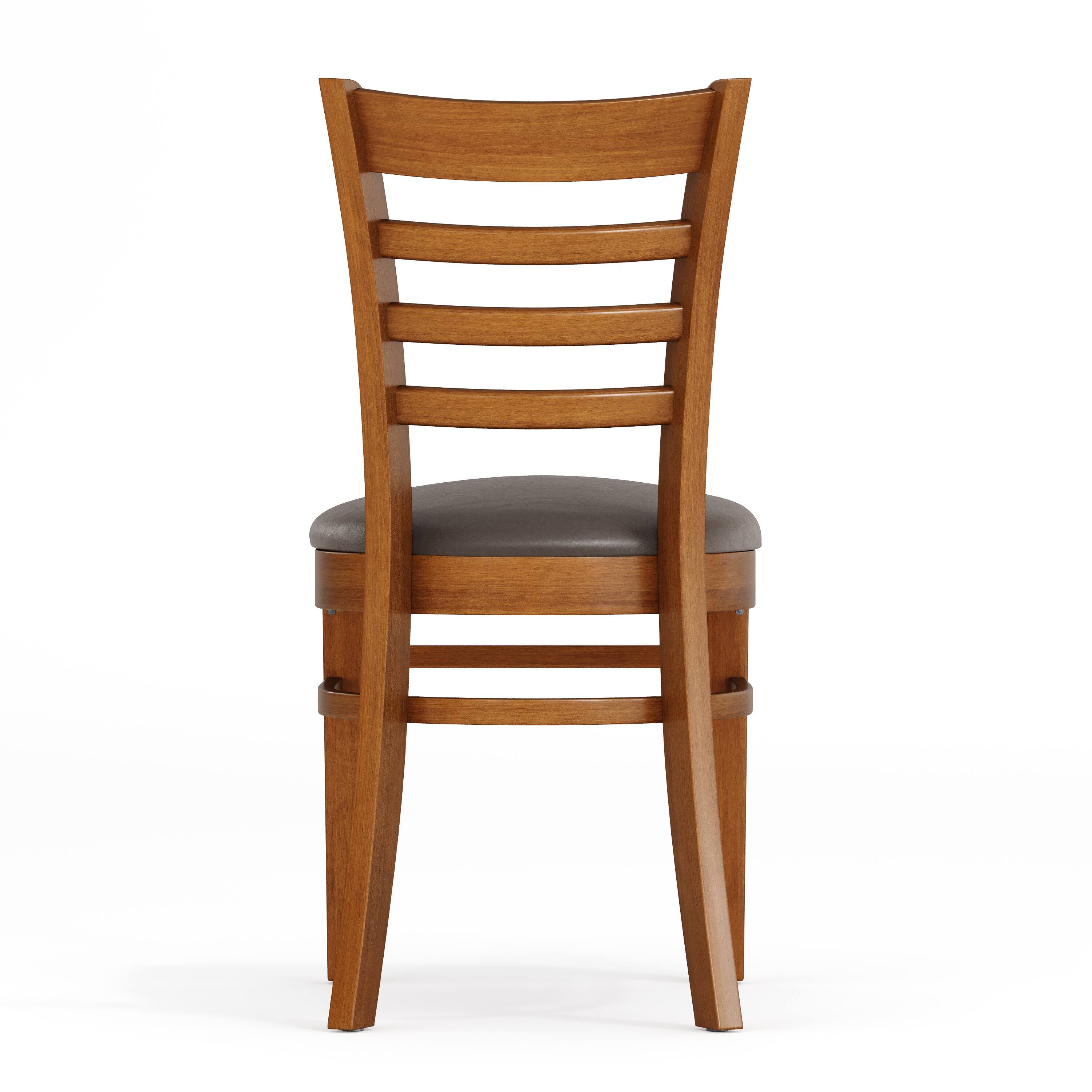 Alt View 7. Emma + Oliver - Ladder Back Wooden Restaurant Dining Chair - Mocha Vinyl Seat/Cherry Wood Frame.