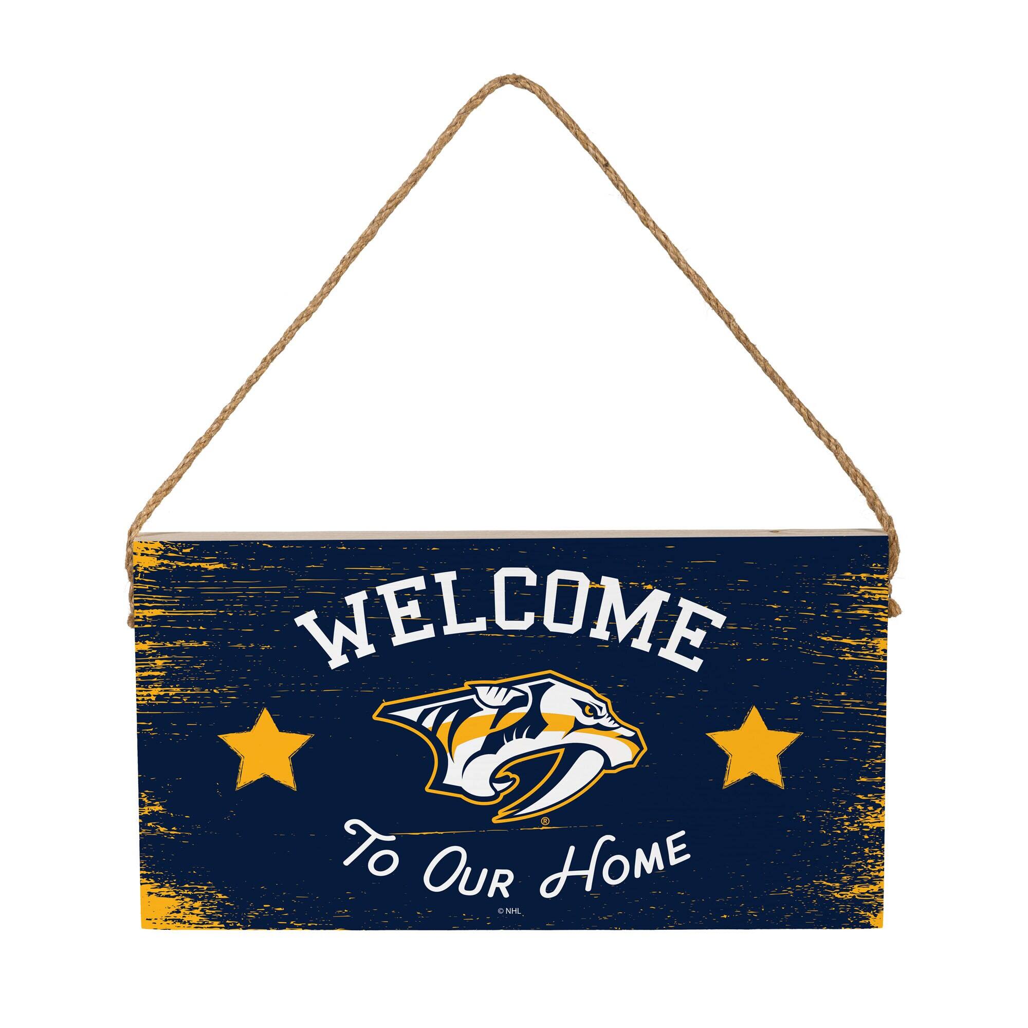 Nashville Predators 6" x 11" Welcome Home Wood Wall Sign with Rope Hanger