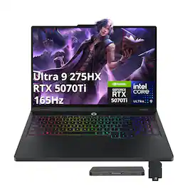Lenovo - Upgraded - Legion Pro 5i 16" Gaming Laptop,Core Ultra 9 275HX,64GB RAM,2TB SSD+1TB Dock Set,GeForce RTX 5070 Ti,Win 11 - Black