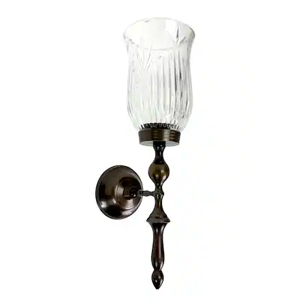 Front. Things2Die4 - Wall Candle Sconce Bronze Finish Lead Crystal Glass 15 in Metal and Glass - Bronze.