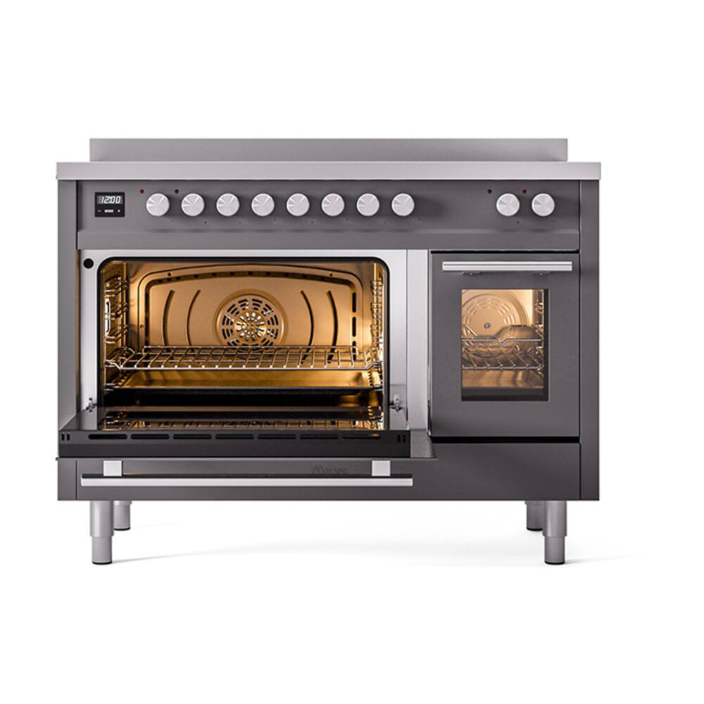 Alt View 6. ILVE - ILVE Professional Plus II 48 inch Induction Range with 6 Induction Elements (Graphite Matte) - Graphite Matte.