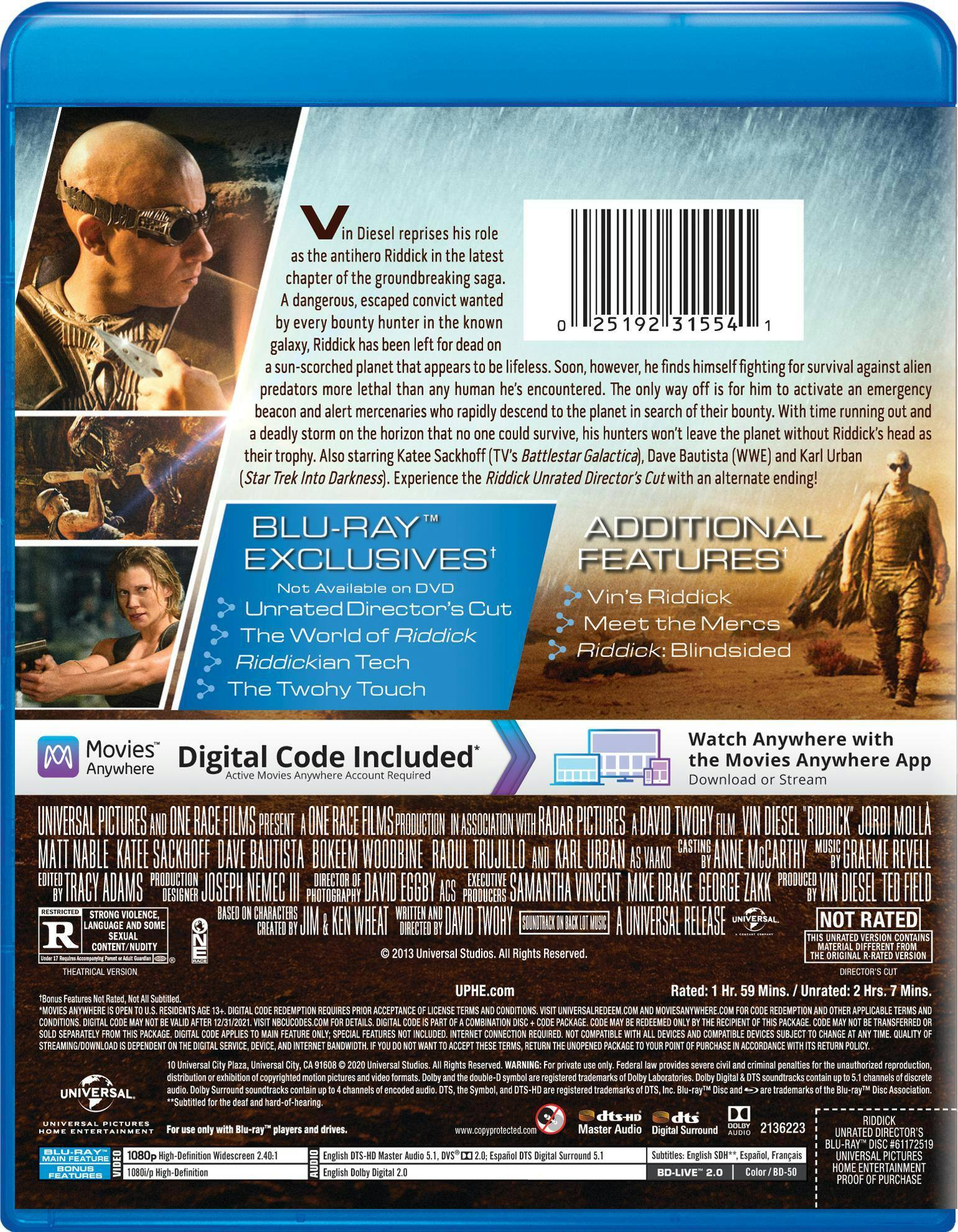 Back. Riddick   - BLU-RAY.