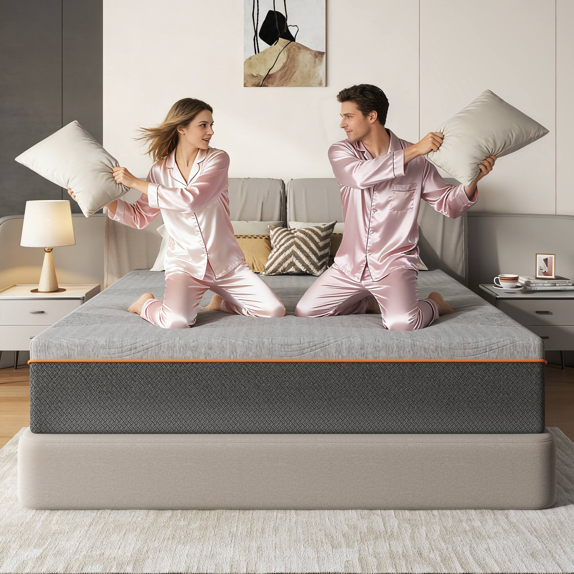 Alt View 7. Ecooso - King 14" Gel Memory Foam Mattress in a Box, Medium Firm, Cooling, Pressure Relief, Fiberglass-Free, CertiPUR-US - Grey.