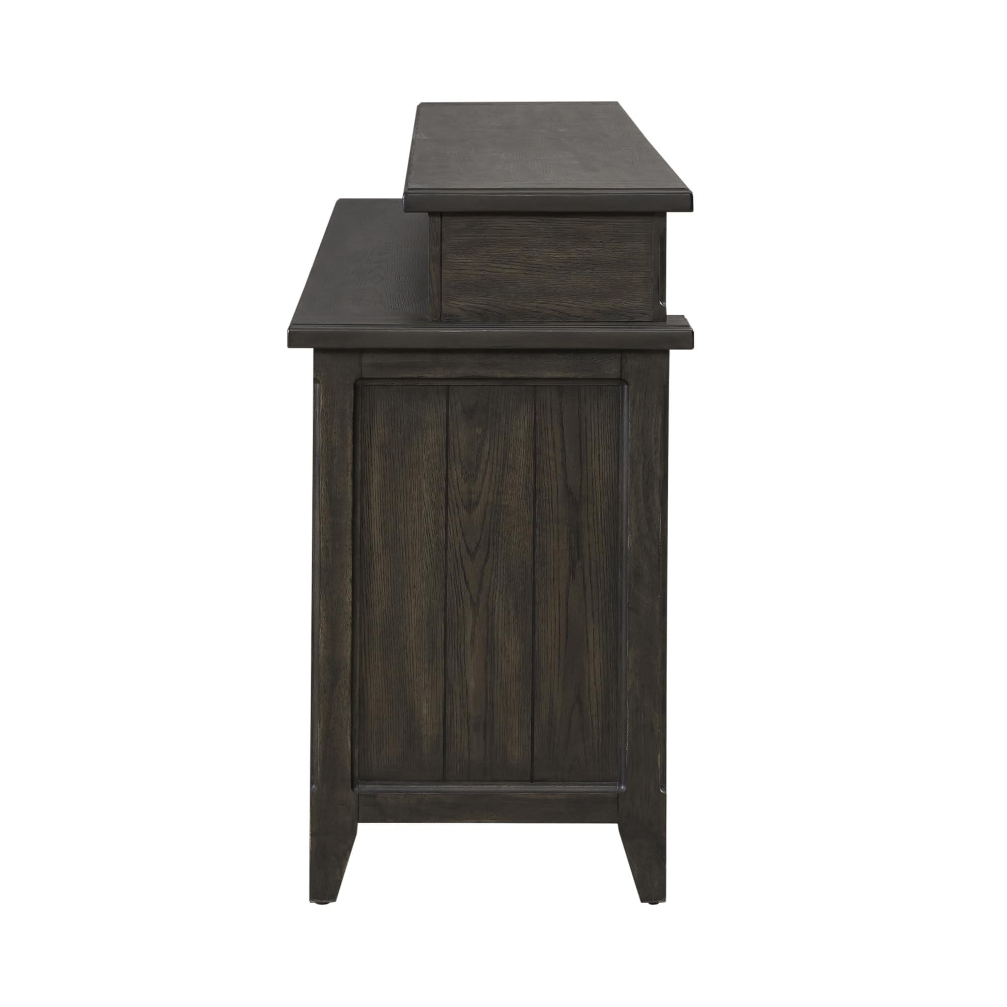 Alt View 4. Liberty Furniture Industries - Console Bar Table Traditional - AC USB Charging Station - Saddle Brown Oak Wood - Saddle Brown.