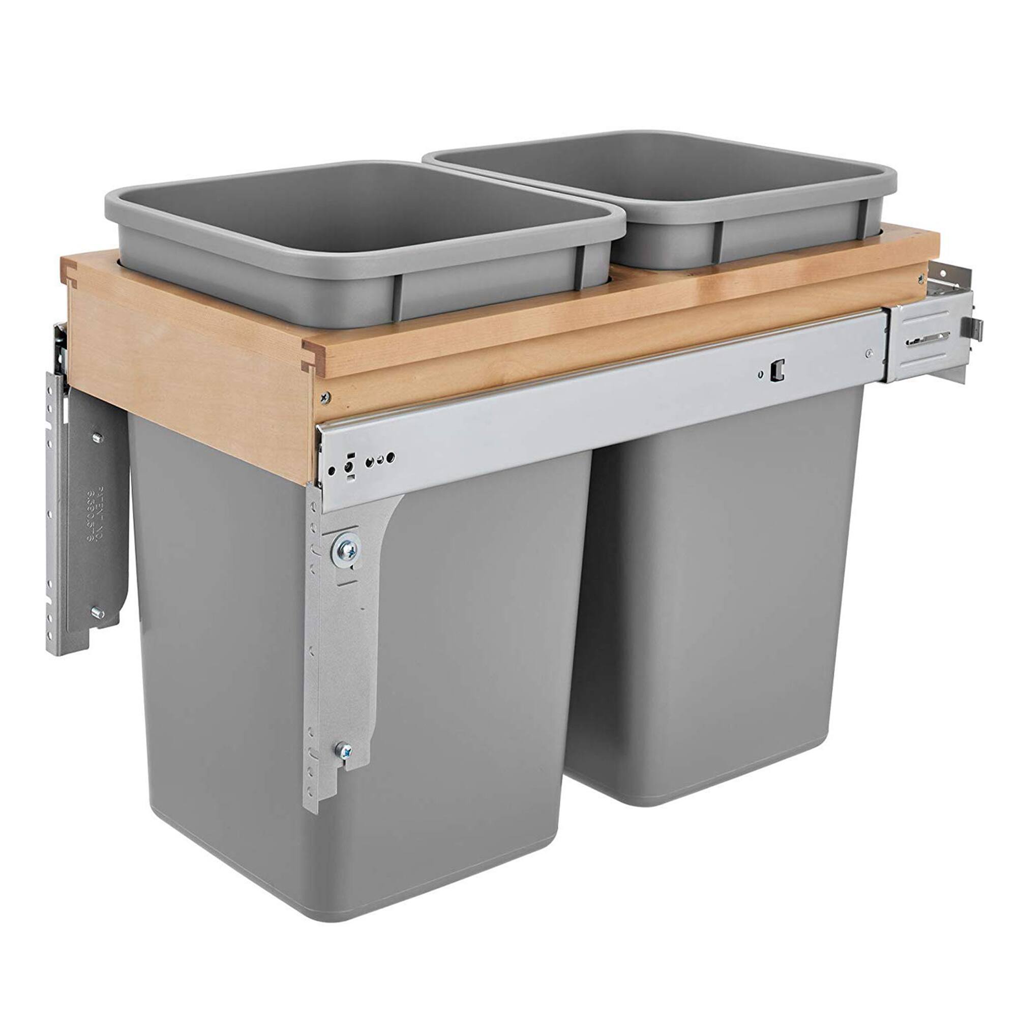 Alt View 8. Rev-A-Shelf - Rev-A-Shelf Pullout Top Mount Trash Can w/ Soft-close, 27 qt., 4WCTM-15BBSCDM2 - Light Brown.