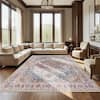 Front. Ihomeadore - 7FT x 5FT Vintage Bohemia Cotton Area Rug with Non-Slip TPR Backing for Indoor Living Room and Entryway - Red.