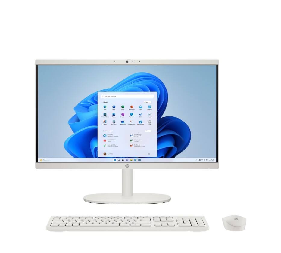 Front. HP - HP 22-DG00 21.45" FHD All-in-One PC, Intel Processor N200, 8GB RAM, 128GB SSD, Windows 11 Home, White - White.