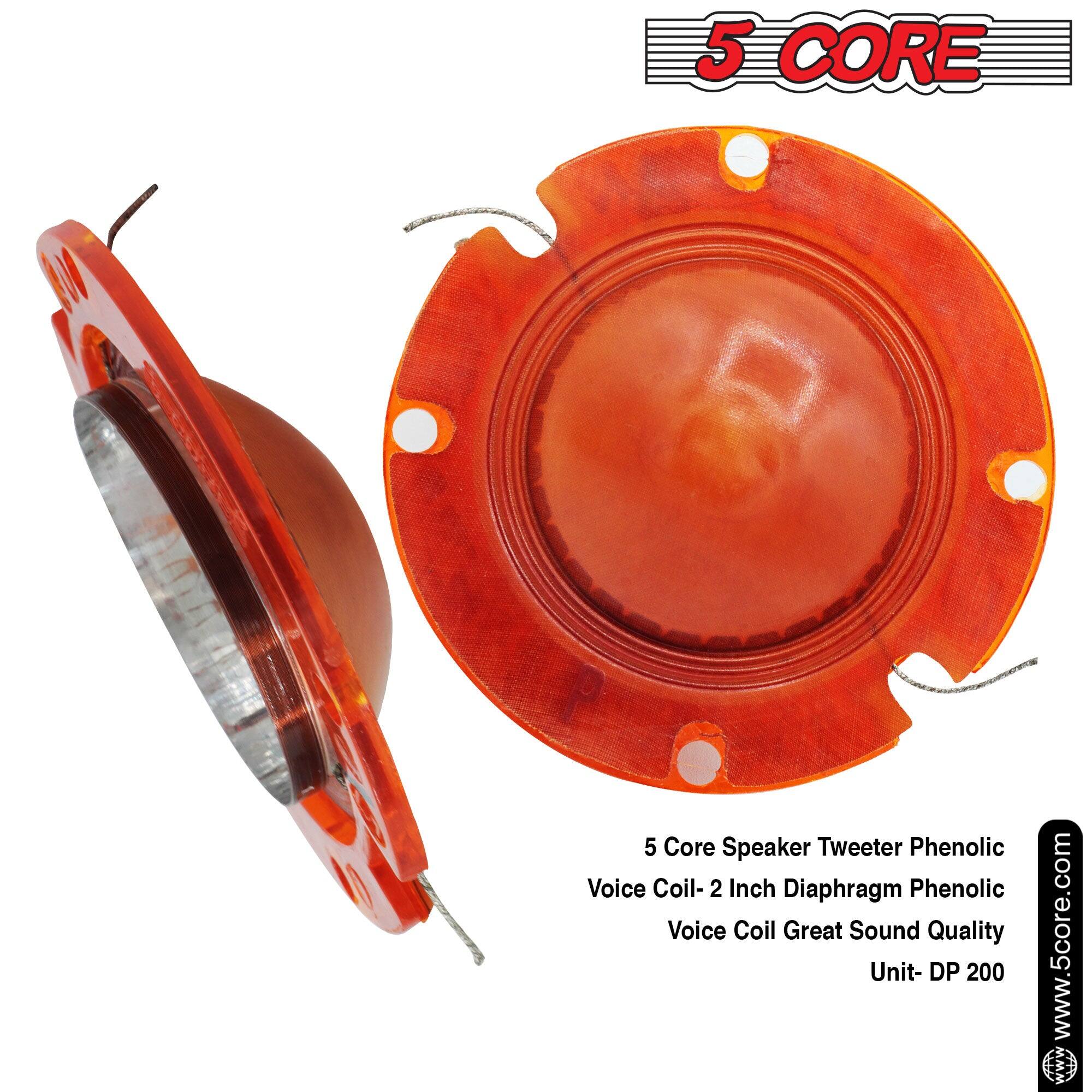 5 Core Speaker Tweeter Phenolic Voice Coil- 2 Inch Diaphragm Phenolic Voice Coil Great Sound Quality Unit- DP 200 www.5core.com