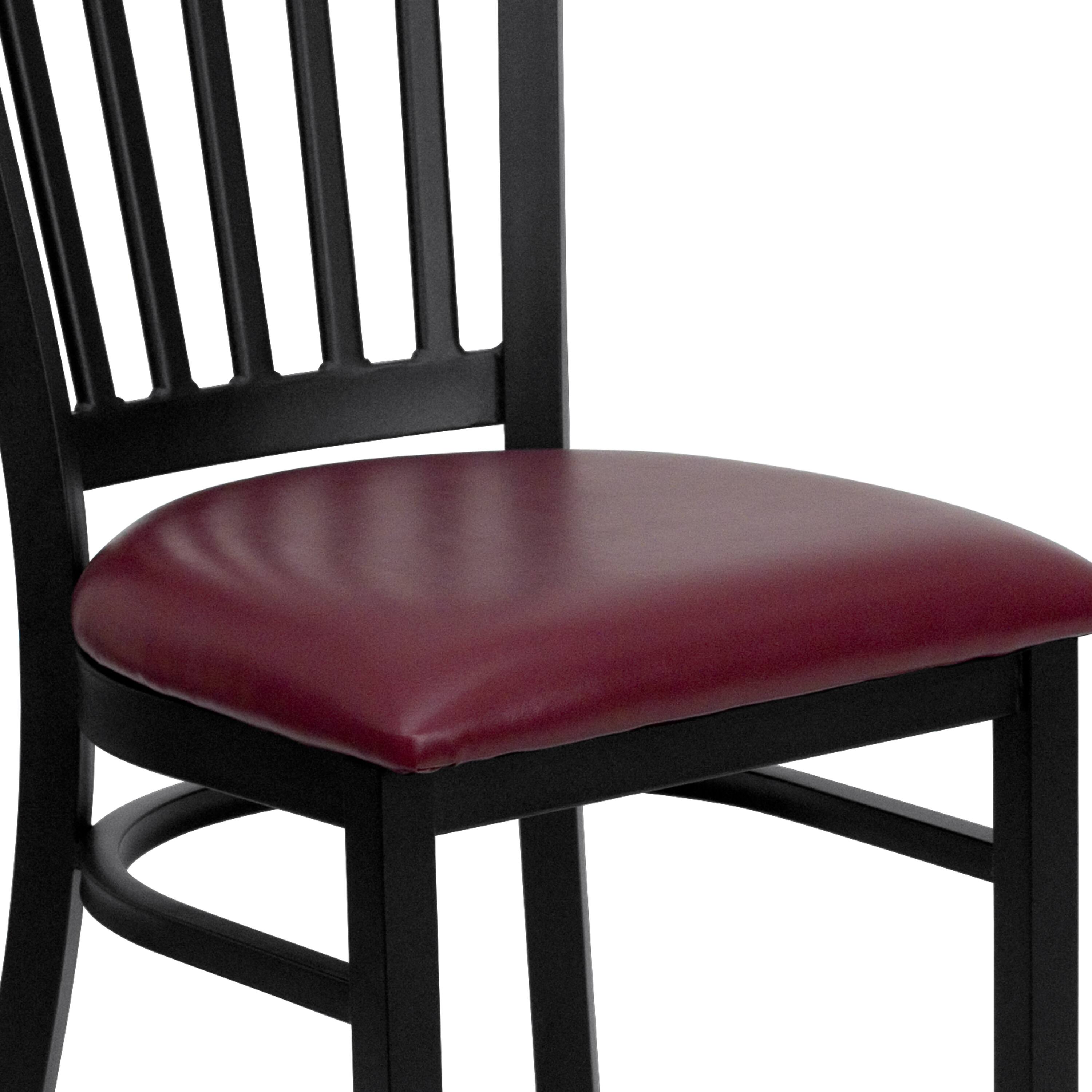 Alt View 9. Emma + Oliver - Vertical Back Metal Restaurant Dining Chair - Burgundy Vinyl Seat/Black Metal Frame.