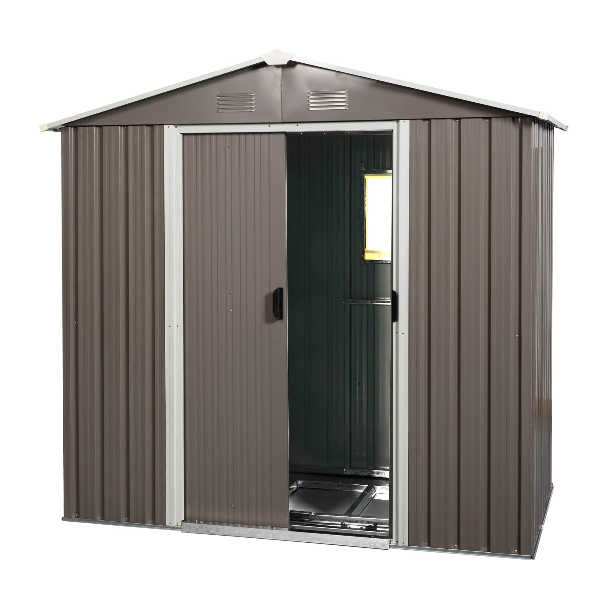 Mondawe - 8ft x 4ft Outdoor Metal Storage Shed With window - Gray