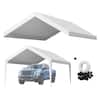 Front. VEVOR - Carport Replacement Canopy, 12 x 20 ft Potable Garage Tent Top Tarp, UV-Resistant & Waterproof Car Shelter Tarp - White.