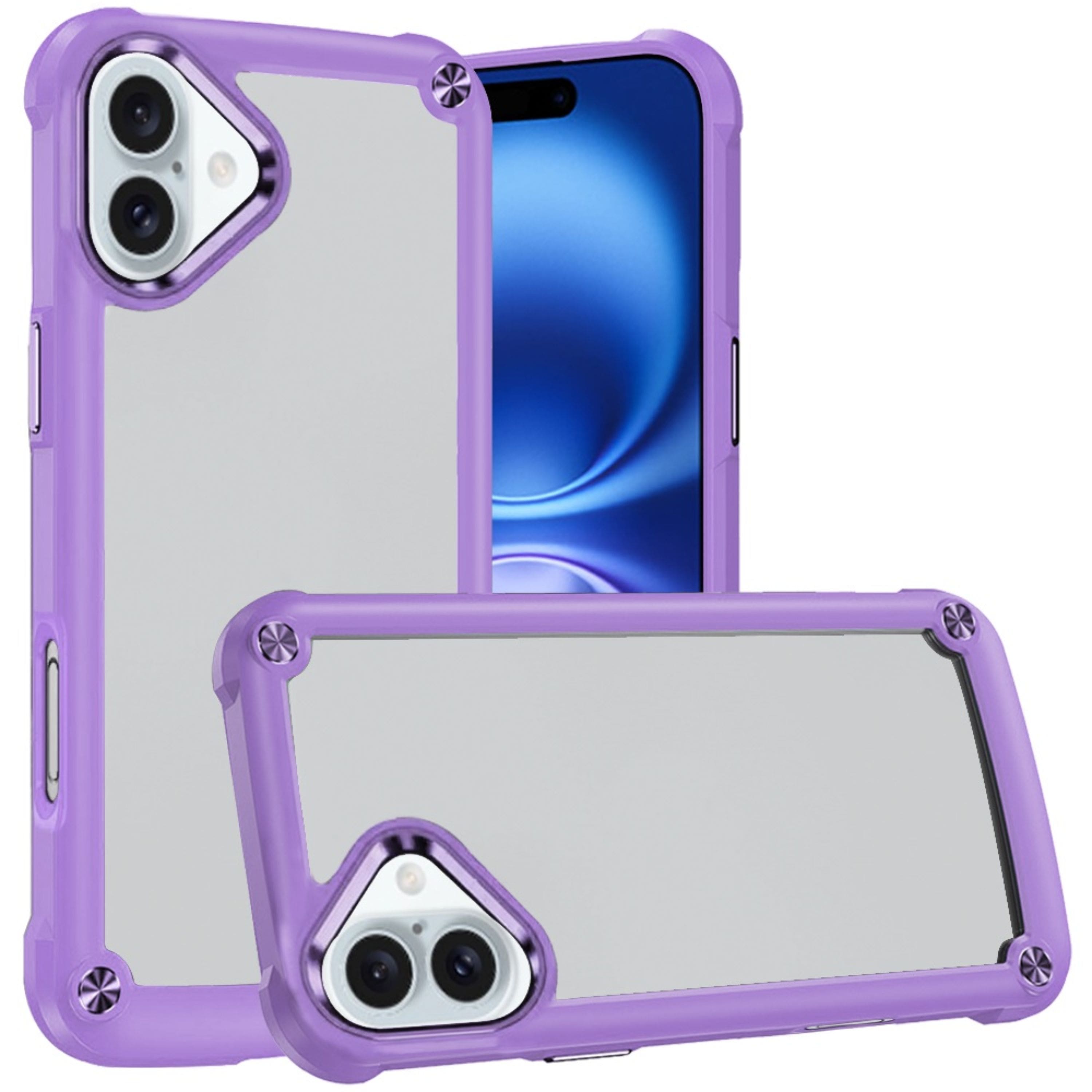 Kitcheniva - Hybrid Metal Button Raised Camera Case With Tempered Glass For iPhone 16 - Light Purple price history on PriceWatchPro