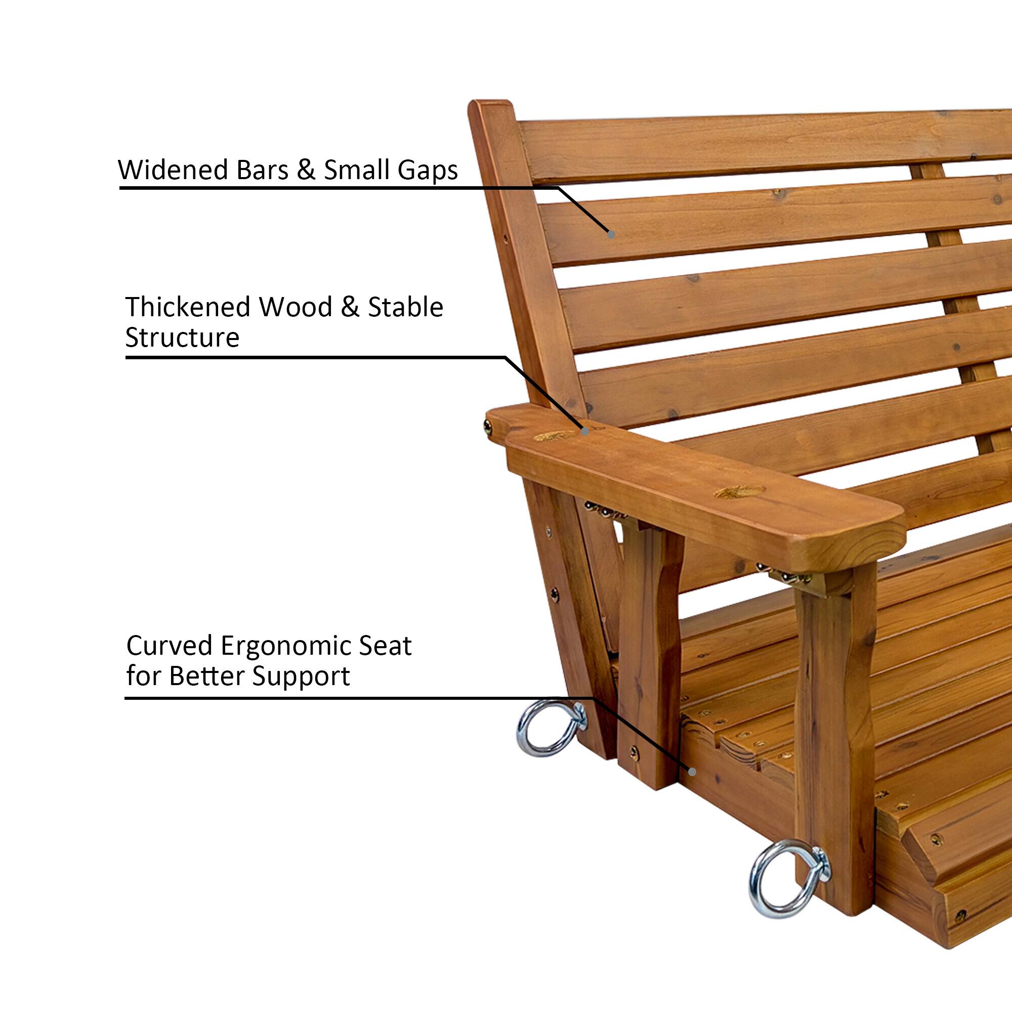 Widened Bars & Small Gaps  
Thickened Wood & Stable Structure  
Curved Ergonomic Seat for Better Support