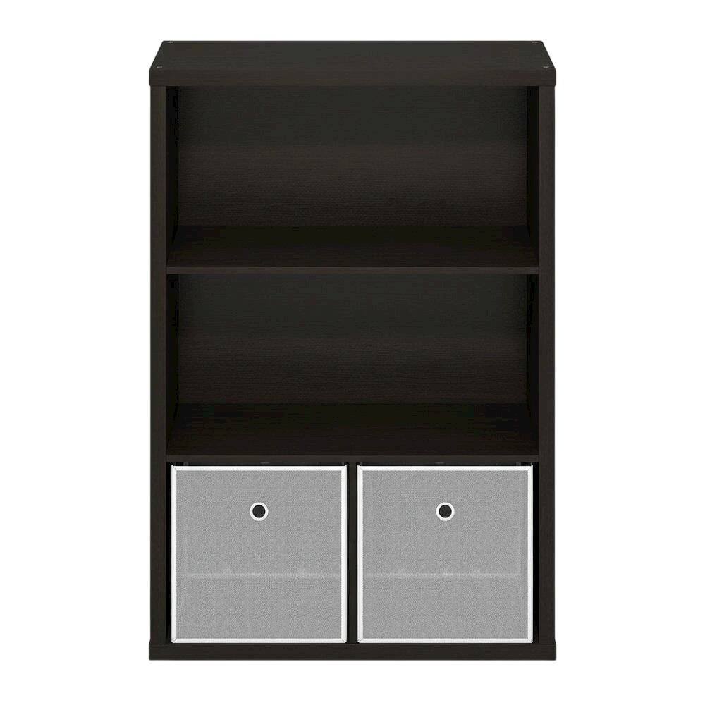 Back. FurniFact - Wooden bookcase with sleek design, sturdy construction, ideal for home or office - Dark Oak.