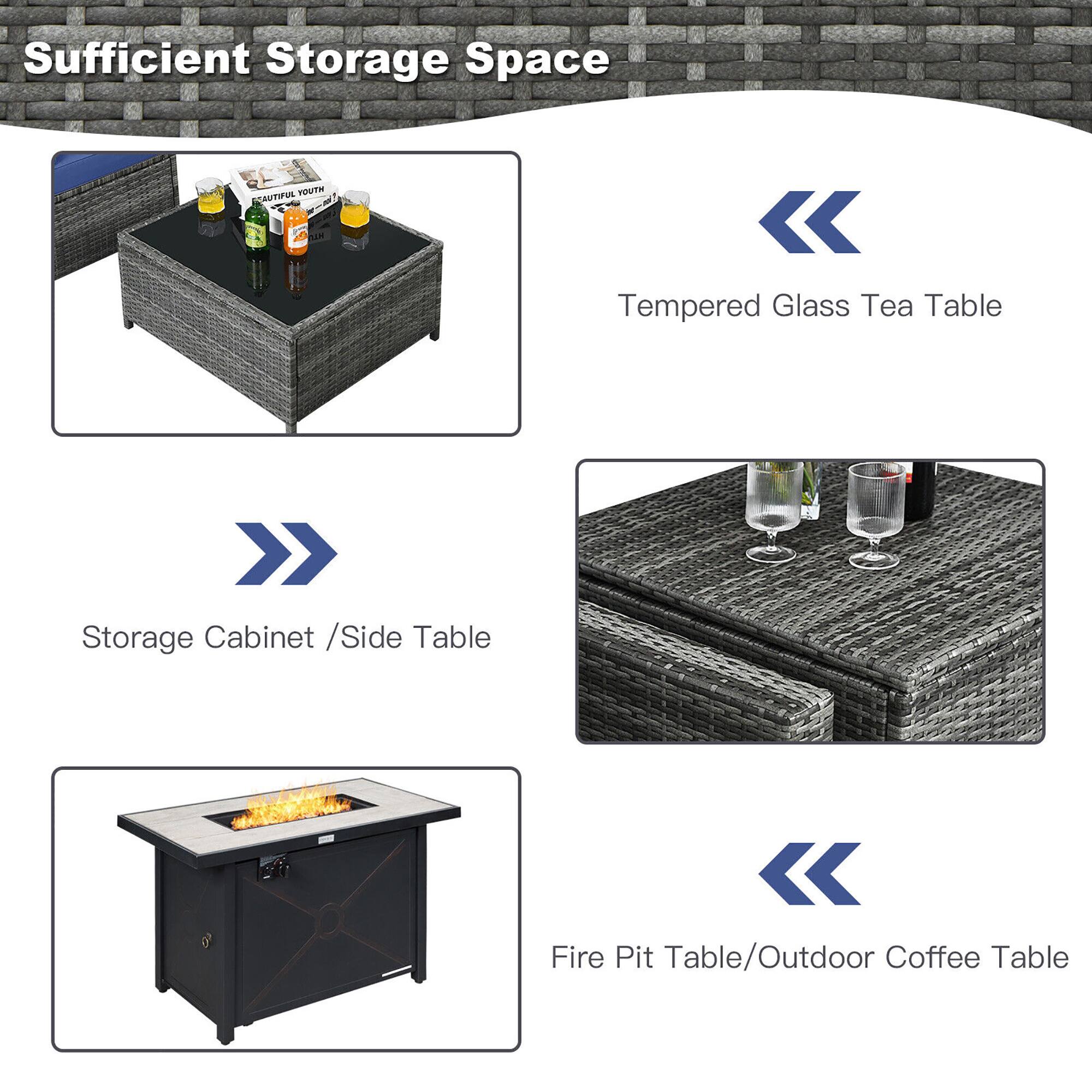 Sufficient Storage Space
Tempered Glass Tea Table
Storage Cabinet / Side Table
Fire Pit Table/Outdoor Coffee Table