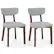 Front. Costway - Upholstered Dining Chairs Set of 2 with Solid Rubber Wood Frame, Curved Backrest - Grey.