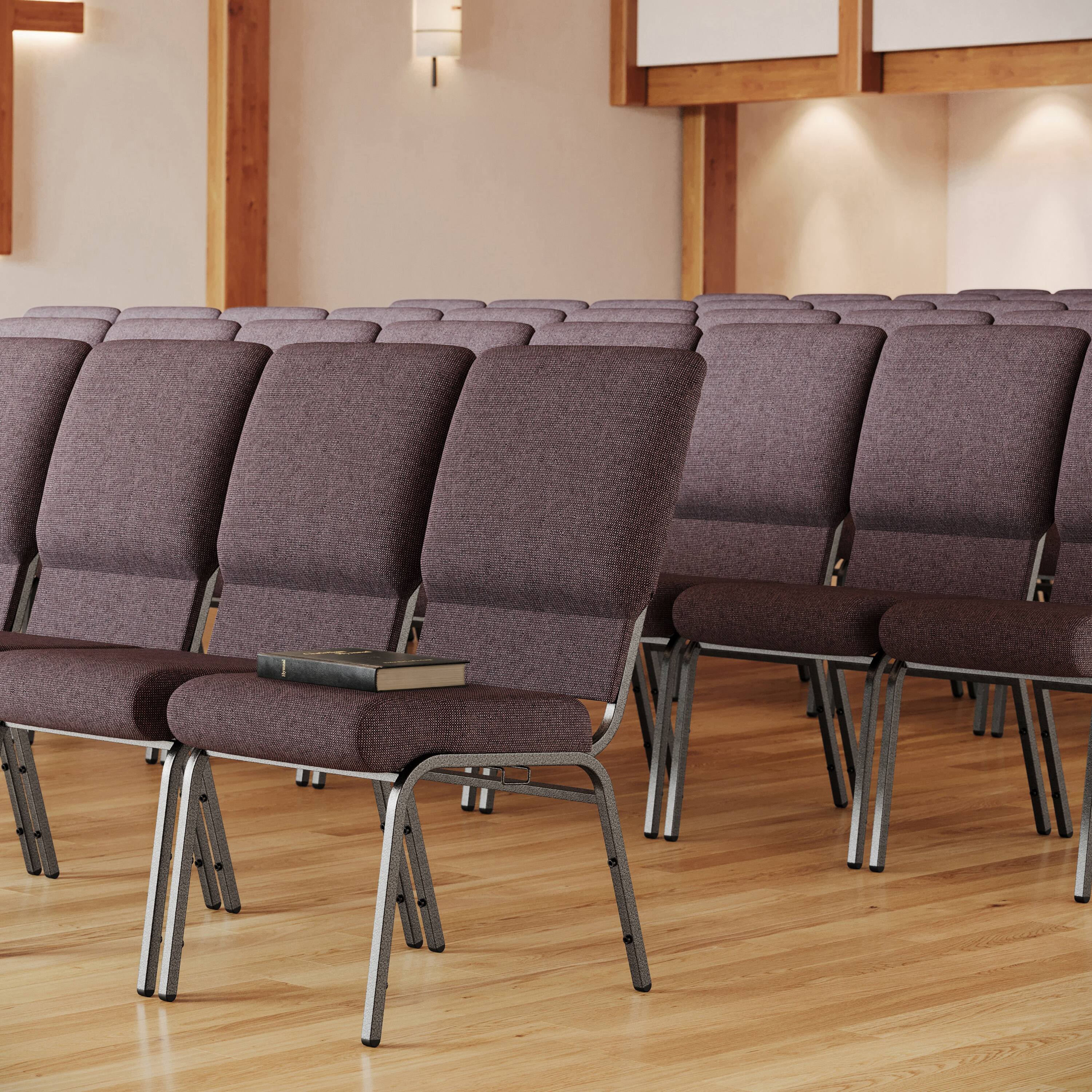 Alt View 1. Emma + Oliver - Church Chairs 18.5 in. Wide - Java Fabric/Black Vein Frame.