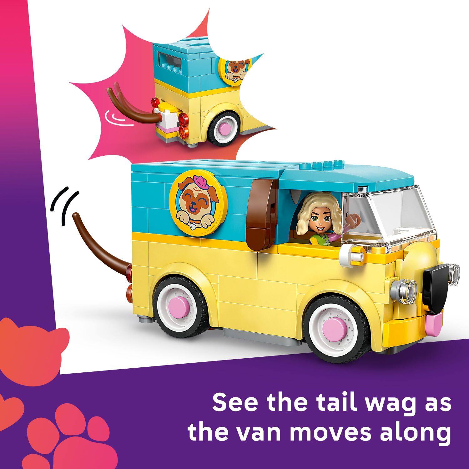 See the tail wag as the van moves along