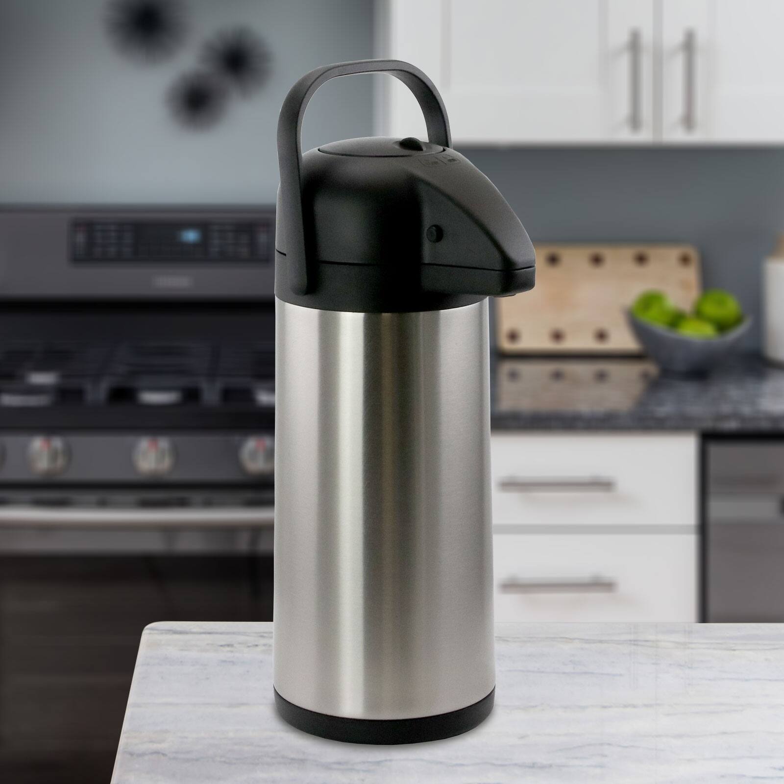 Alt View 3. MegaChef - MegaChef 3.17 Quart Stainless Steel Airpot Hot Water Dispenser for Coffee and Tea - Silver and Black.