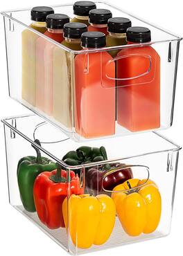 Sorbus - Storage Bins Plastic Organizer Container Holders with Handles – Versatile for Kitchen, Refrigerator - Clear