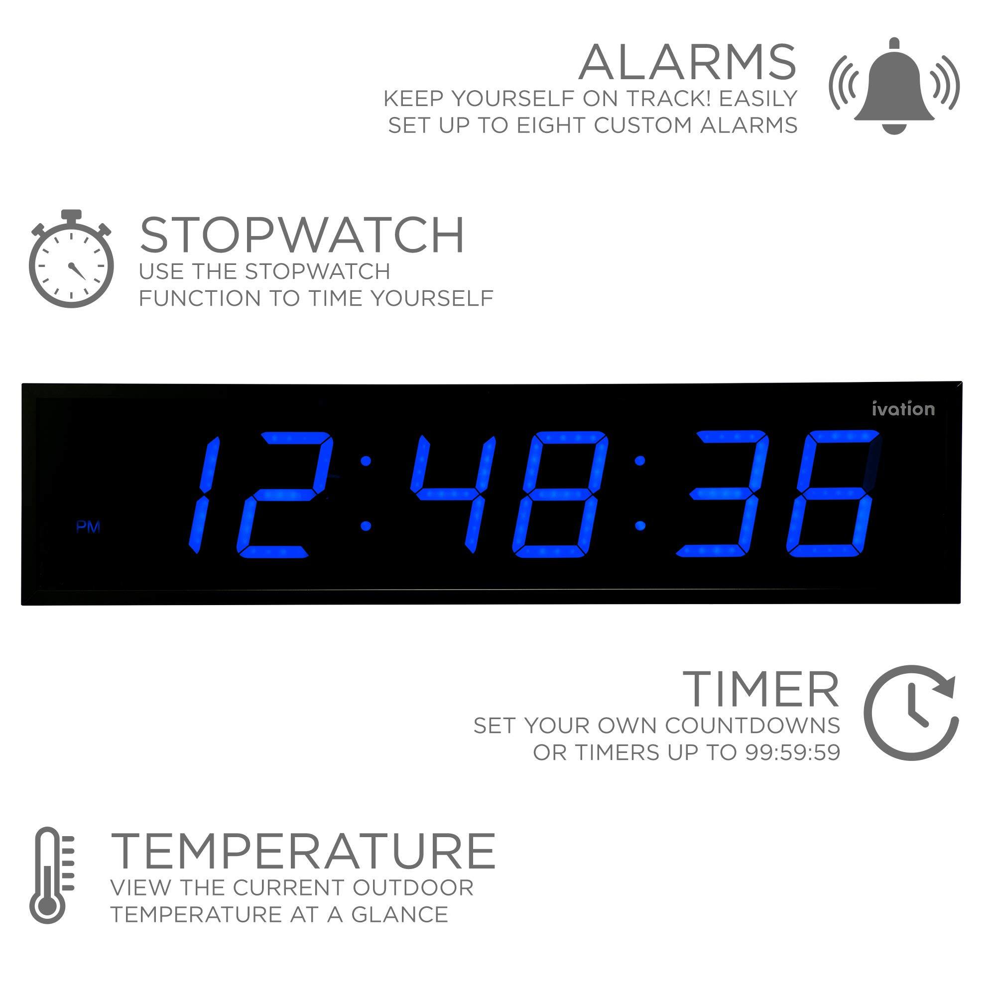 ALARMS KEEP YOURSELF ON TRACK! EASILY SET UP TO EIGHT CUSTOM ALARMS
STOPWATCH USE THE STOPWATCH FUNCTION TO TIME YOURSELF
TIMER SET YOUR OWN COUNTDOWNS OR TIMERS UP TO 99:59:59
TEMPERATURE VIEW THE CURRENT OUTDOOR TEMPERATURE AT A GLANCE