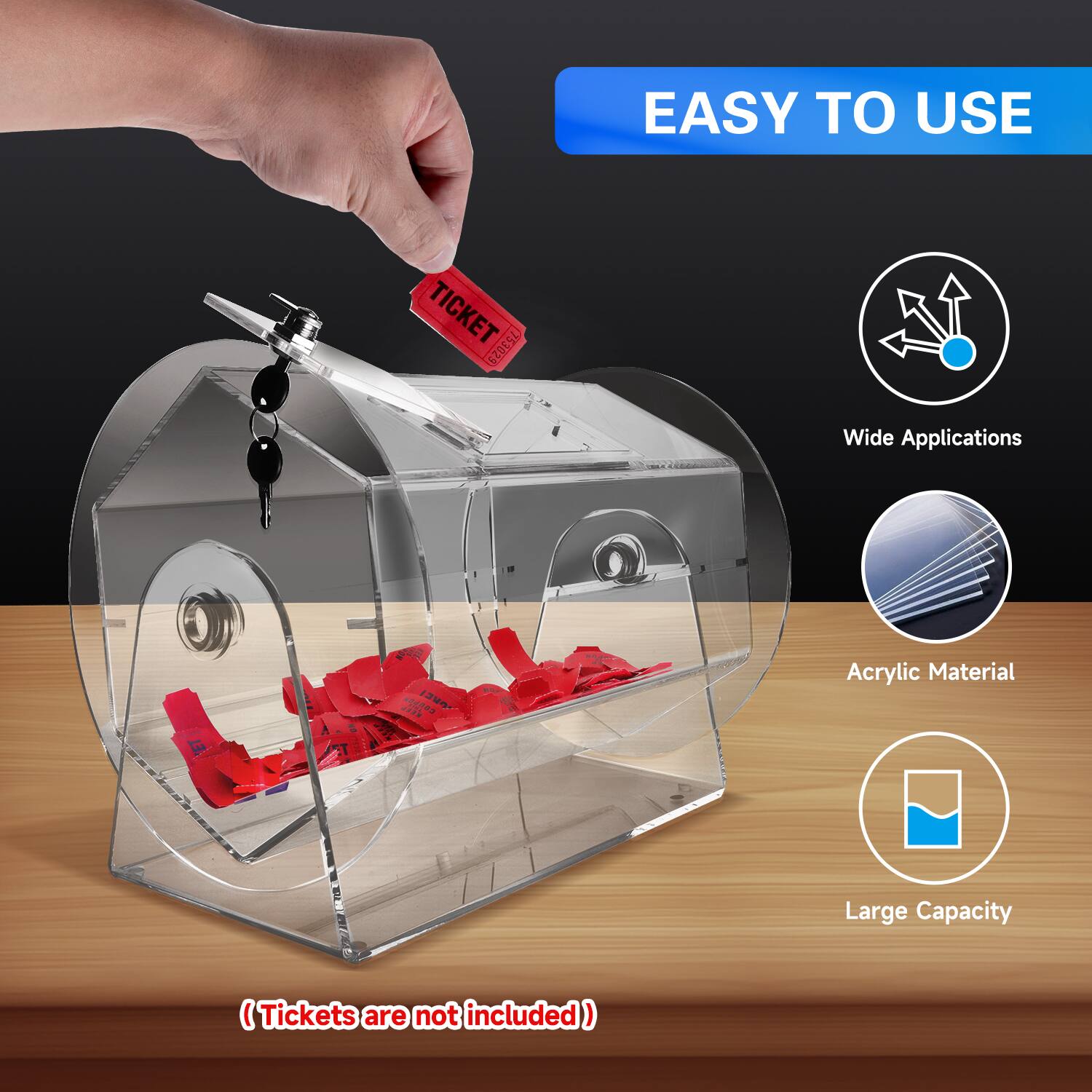 EASY TO USE, Wide Applications, Acrylic Material, Large Capacity, (Tickets are not included)