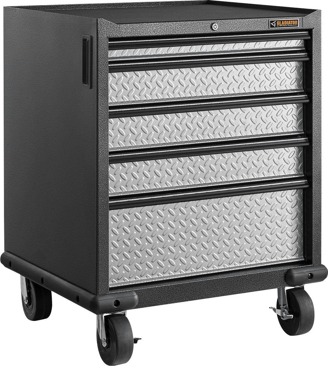 Angle. Gladiator - Premier Series Modular GearDrawer - Silver Tread.