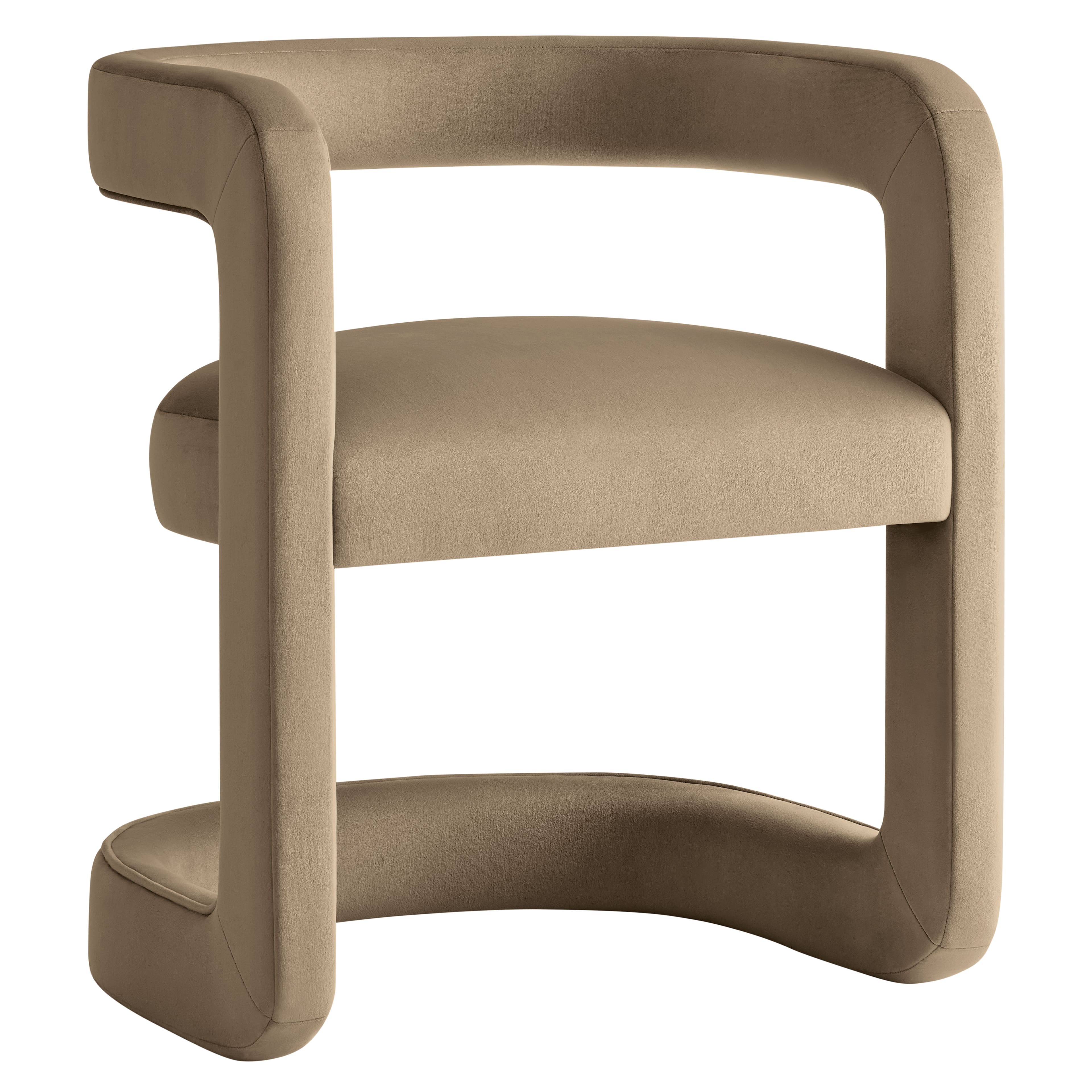 Photos - Chair Modway Winslow Barrel Performance Velvet Dining by - Brown EEI-7052