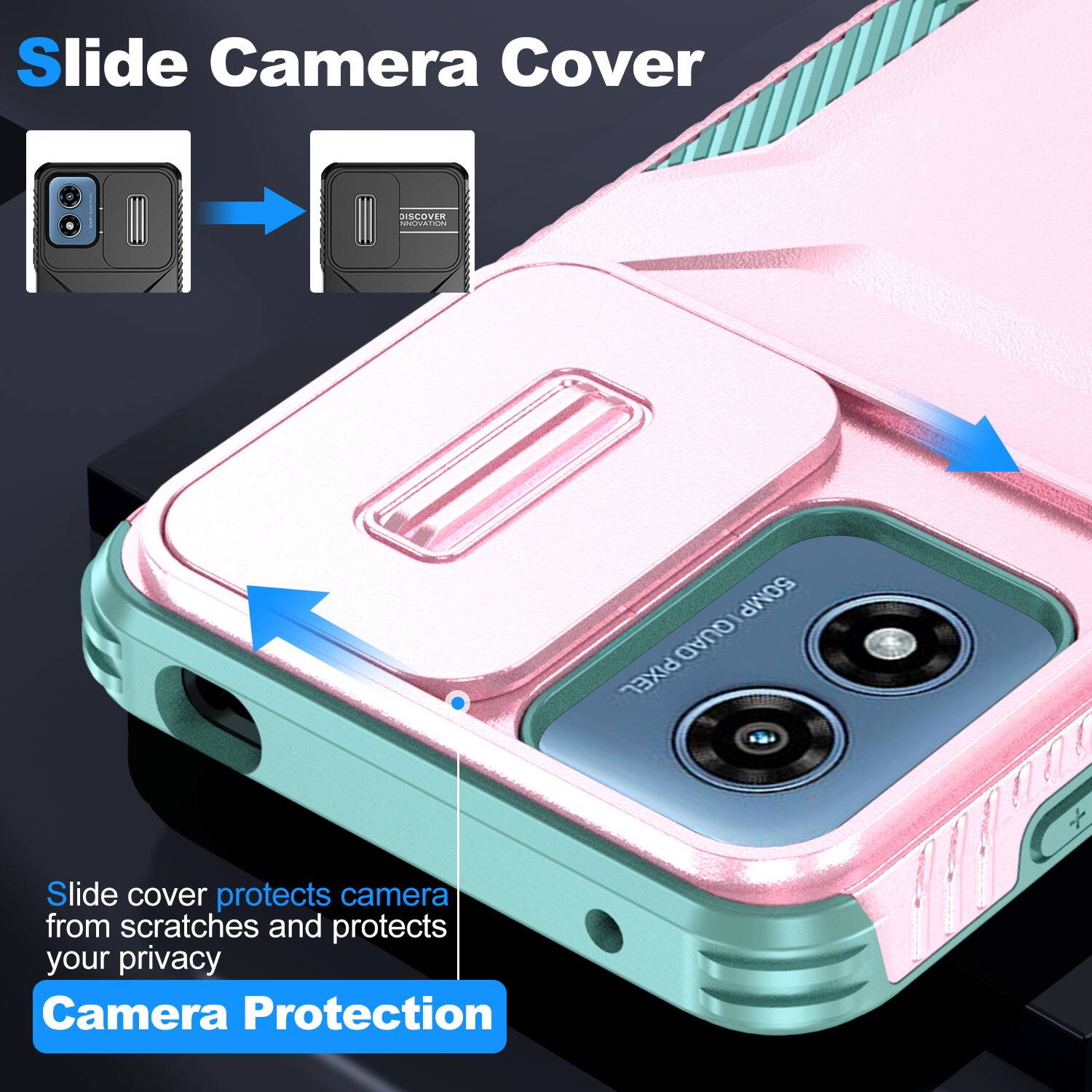 Slide Camera Cover

DISCOVER INNOVATION

50MP QUAD PIXEL

Slide cover protects camera from scratches and protects your privacy

Camera Protection