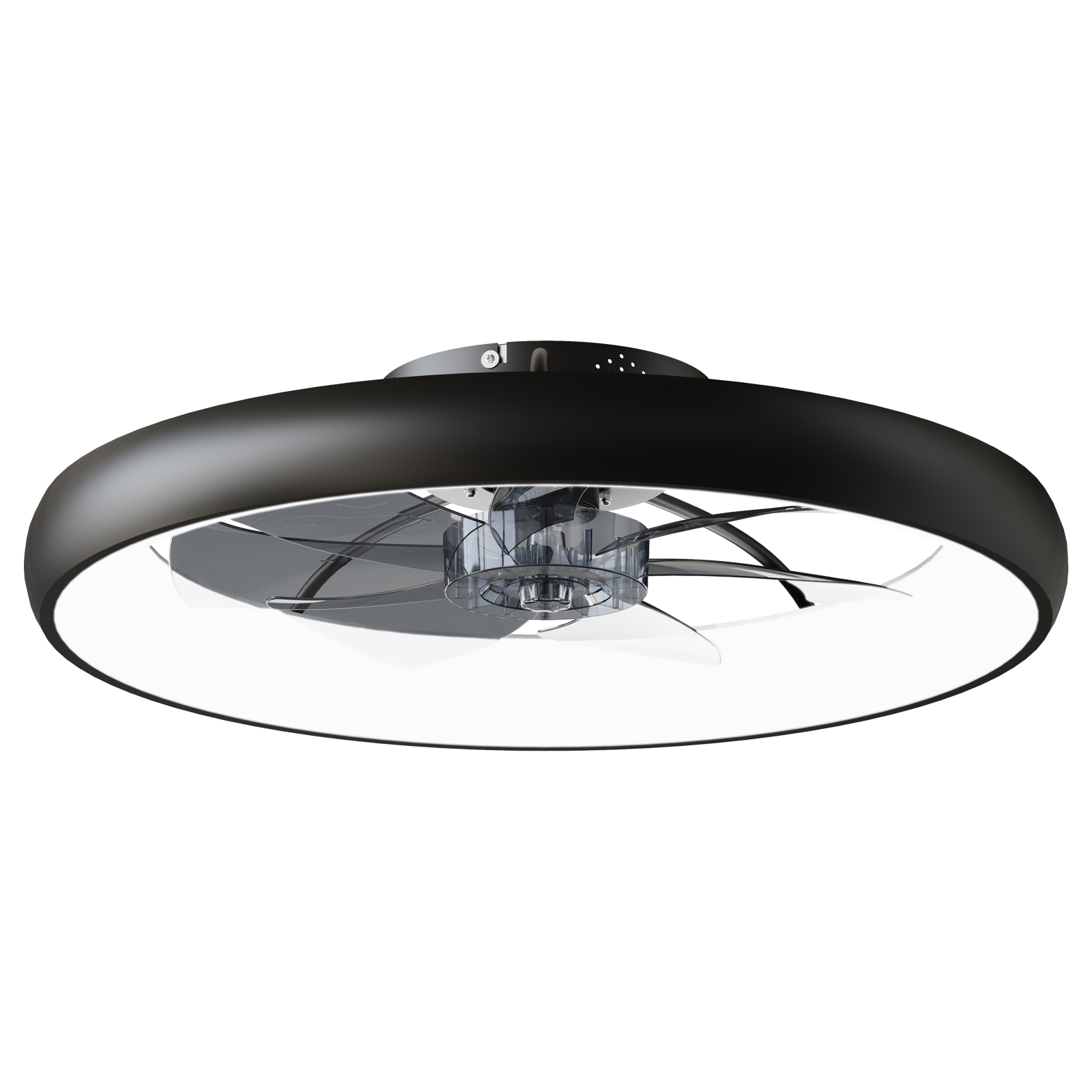 Alt View 5. Loheer - Loheer Ceiling Fan with Light, 24.4 Inch Black Flush Mount, Ultra Thin, Dimmable LED, Remote and App Control.