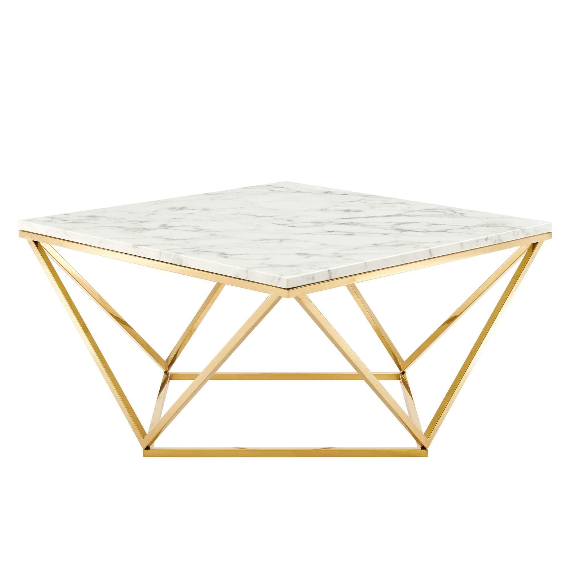 Alt View 1. Modway - Vertex Gold Metal Stainless Steel Coffee Table by Modway - Gold White.