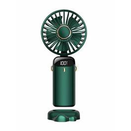 Cluzine - Dark Green Handheld Portable Fan, 5 Speeds, 21H Battery, Type-C Charging, LED Display, Ultra-Lightweight