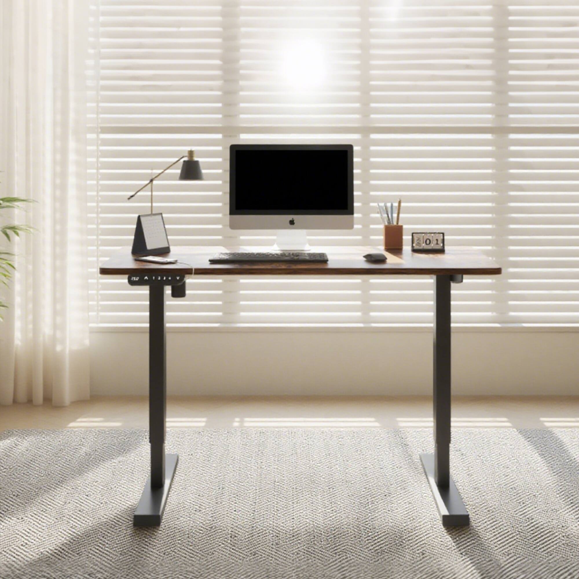 Alt View 4. GOODSILO - Electric Height Adjustable Standing Desk with Programmable Memory and Quiet Motor for Home Office and Gaming Setup - Brown,Brown Leopard.